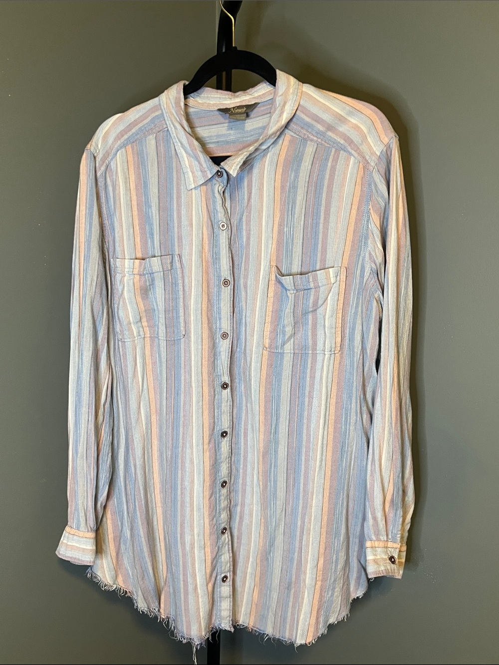 Natural Reflections Striped Tunic in Pastel Blue, Pink & Cream